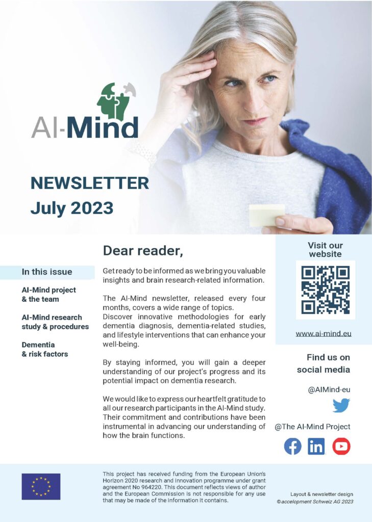 first page of the AI-Mind study newsletter
