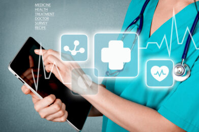 Close-up Doctor at hospital working with tablet