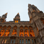 evening view of town hall in Vienna, Austria